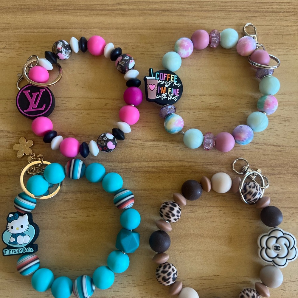 Pink and Blue Key Card Holders with Unique Charms